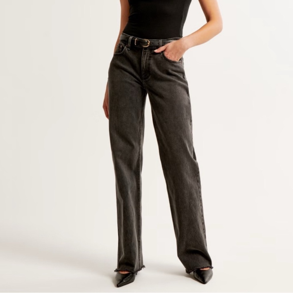 Abercrombie, black denim, the baggy, low rise, 30/10 long